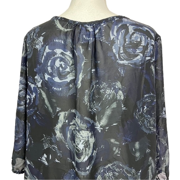 JMS JUST MY SIZE Women’s Pullover Top Sz 3X Semi-Sheer Multi Color Floral Print - Picture 5 of 11